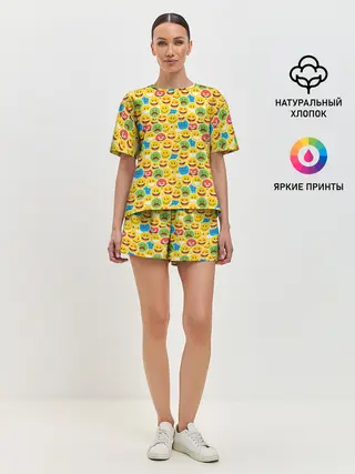 Женская пижама с шортами / Смайлики