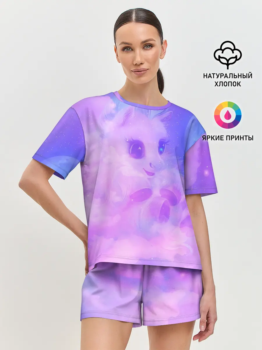 Женская пижама с шортами / Пони в облаках