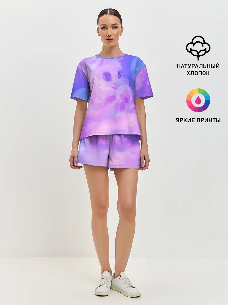 Женская пижама с шортами / Пони в облаках