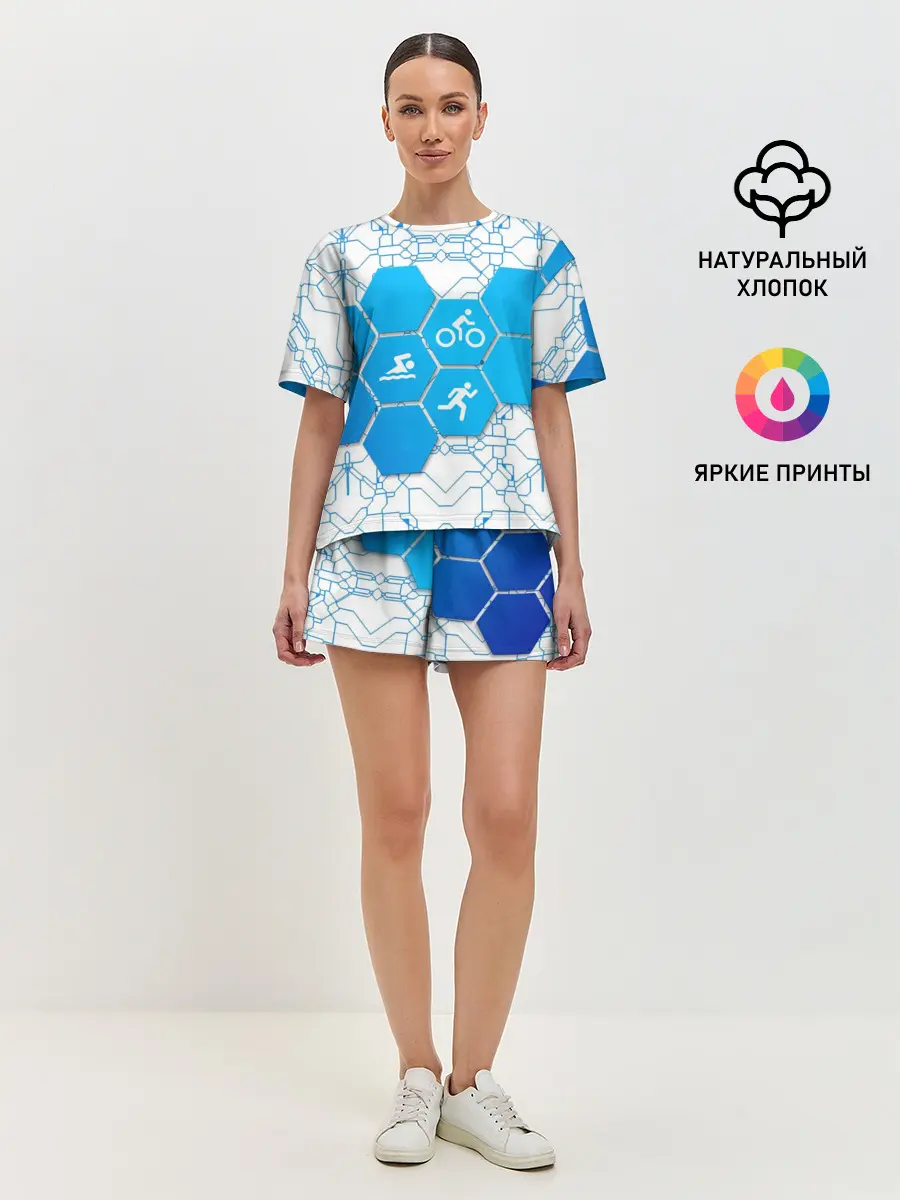 Женская пижама с шортами / Плыви, Крути, Беги