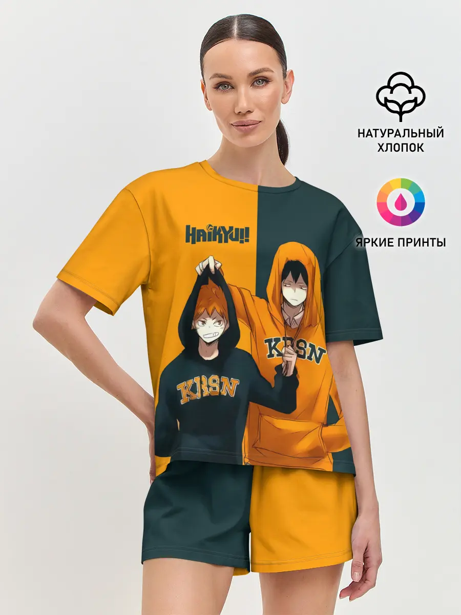 Женская пижама с шортами / Хината и Кагеяма из Карасуно