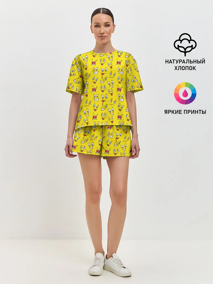 Женская пижама с шортами / Забавные Лица