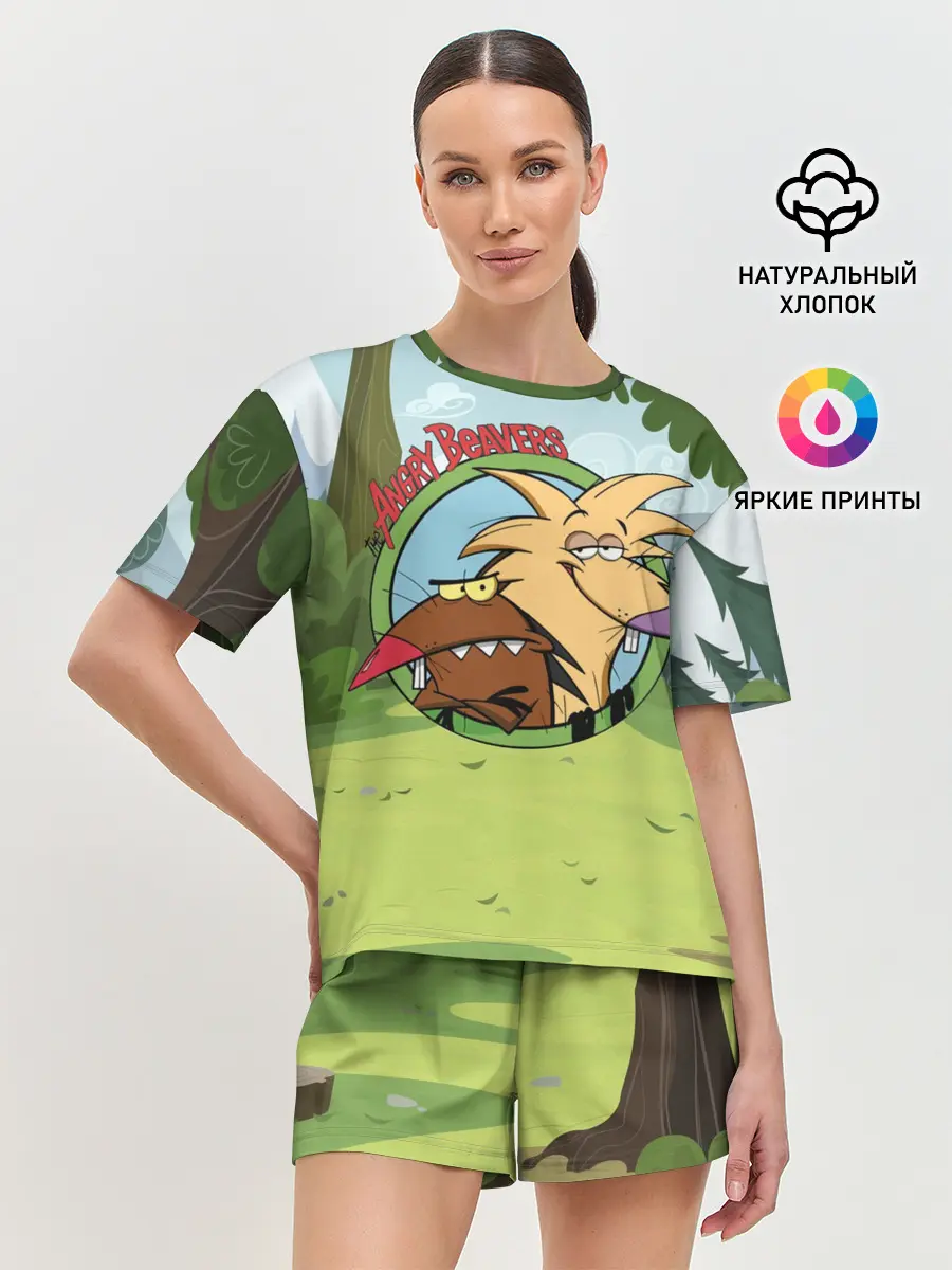 Женская пижама с шортами / Крутые Бобры | Angry Beavers