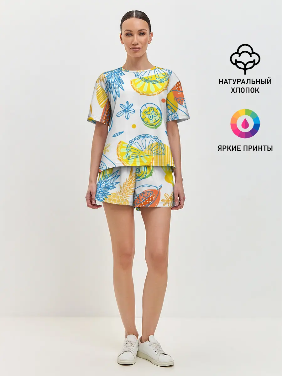 Женская пижама с шортами / Фруктовое настроение