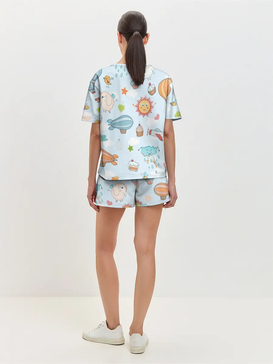 Женская пижама с шортами / Детские рисунки