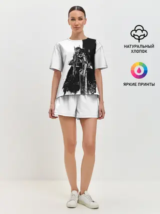 Женская пижама с шортами / Берсерк черно-белый