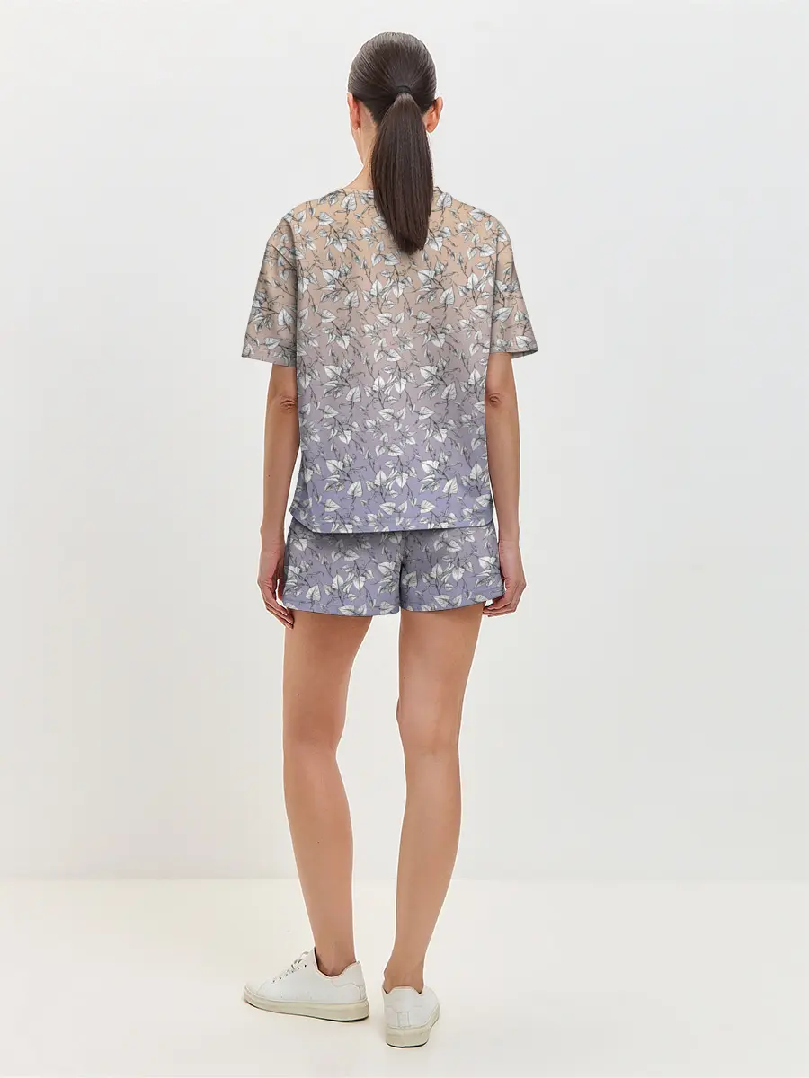 Женская пижама с шортами / Плющ и градиент