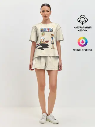 Женская пижама с шортами / Ророноа Зоро и малыш Манки Д. Луффи