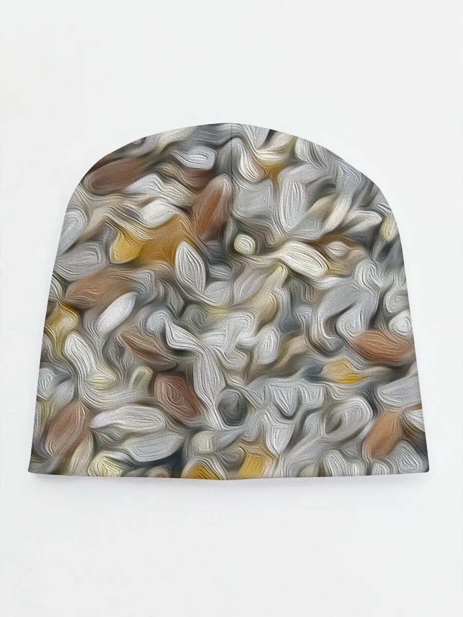 Детская шапка / желто-серый каменный узор