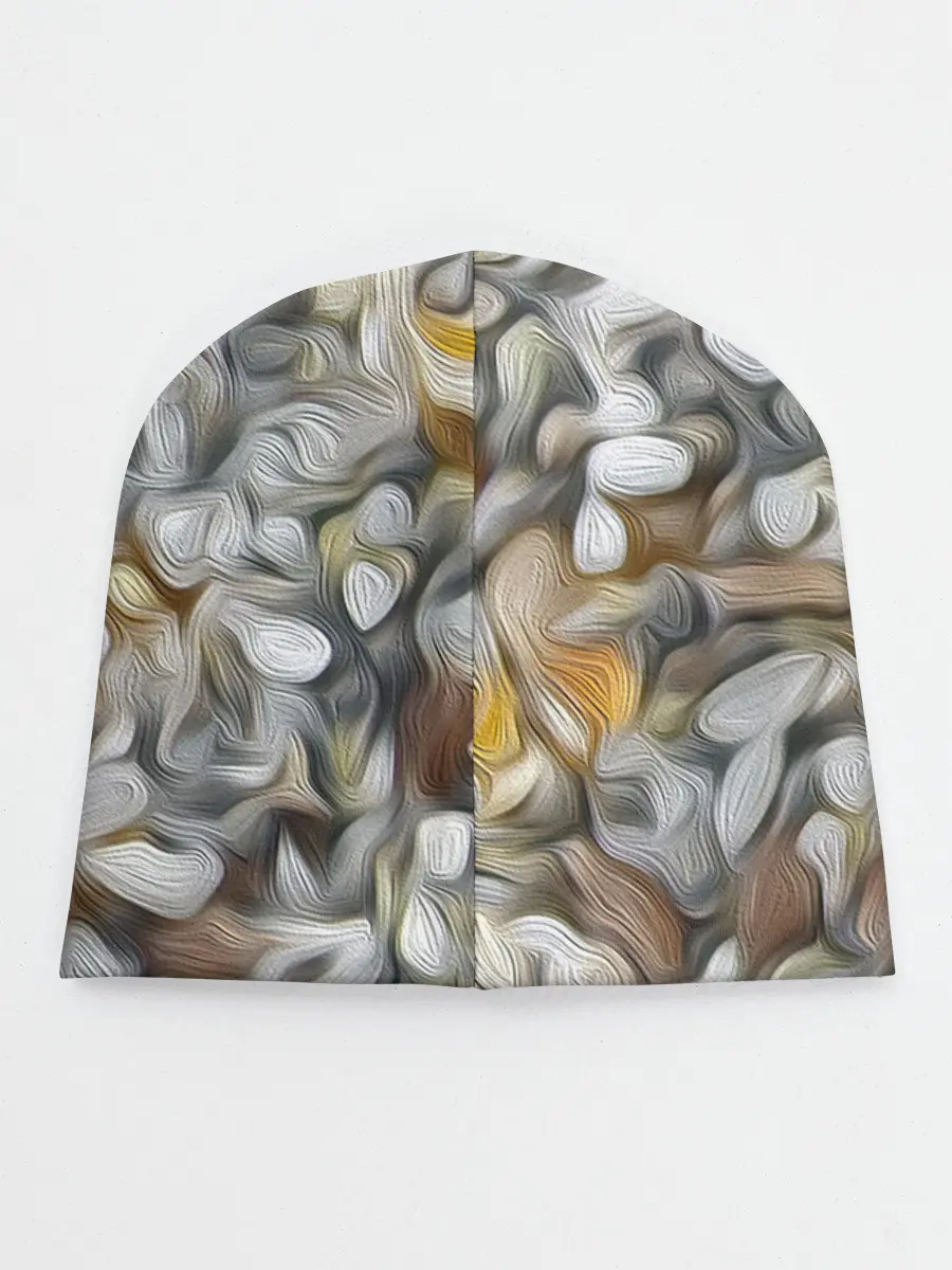 Детская шапка / желто-серый каменный узор