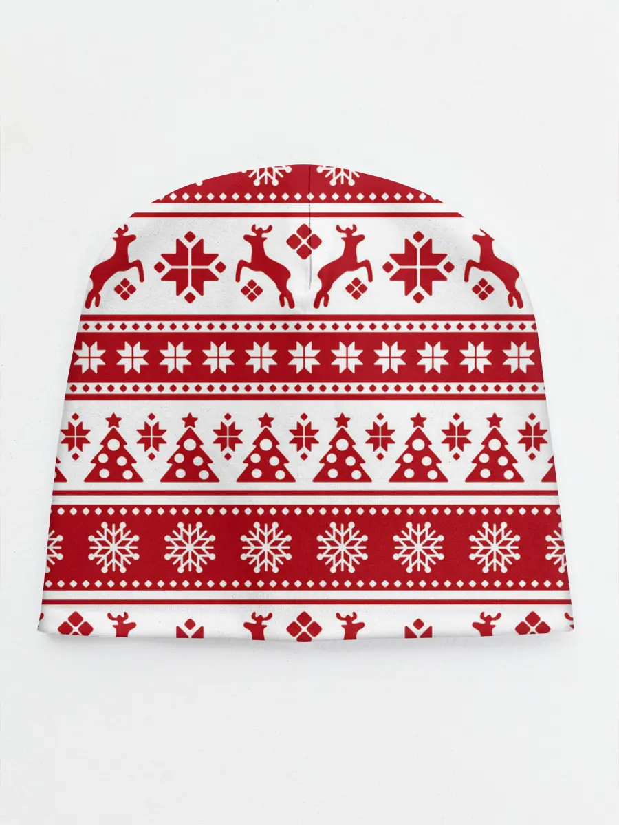 Детская шапка / Новый Год | Олени и снежинки