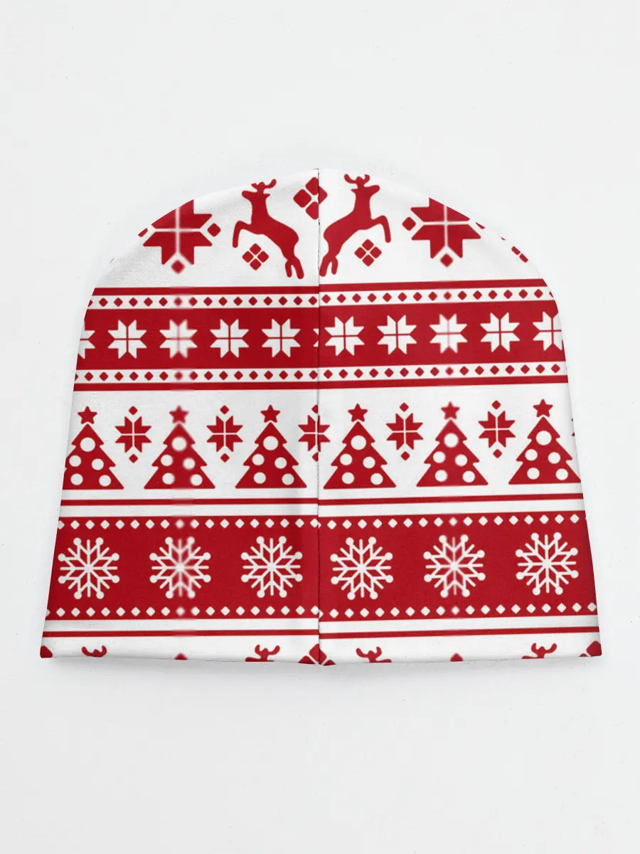 Детская шапка / Новый Год | Олени и снежинки