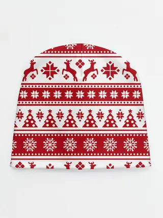 Детская шапка / Новый Год | Олени и снежинки