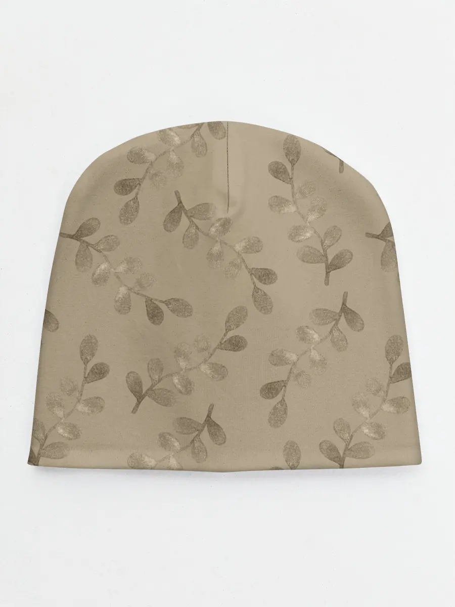 Детская шапка / Листья на бежевом фоне