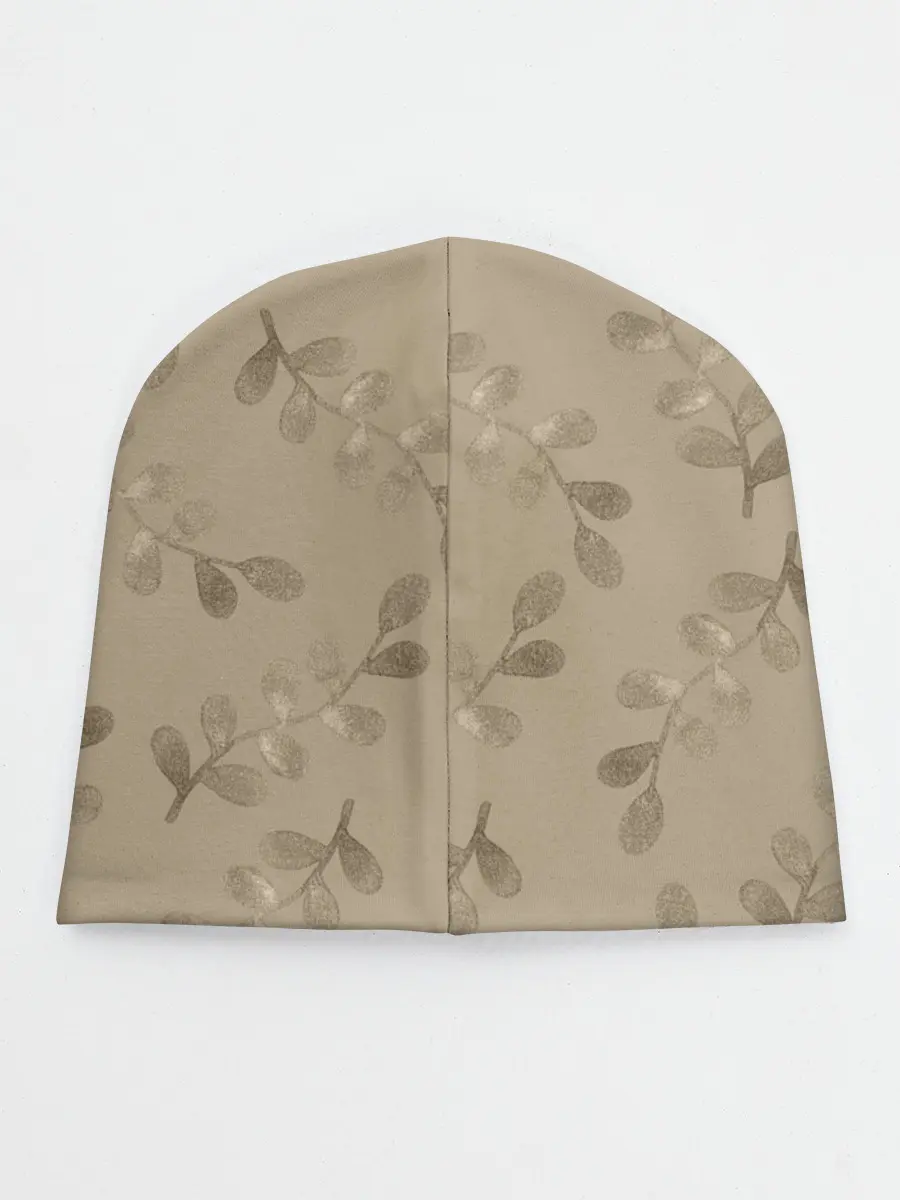 Детская шапка / Листья на бежевом фоне