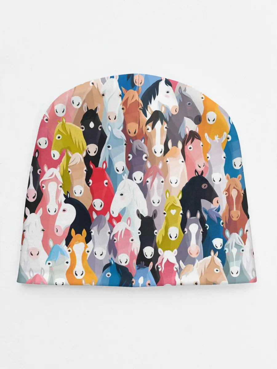 Детская шапка / цветные лошади