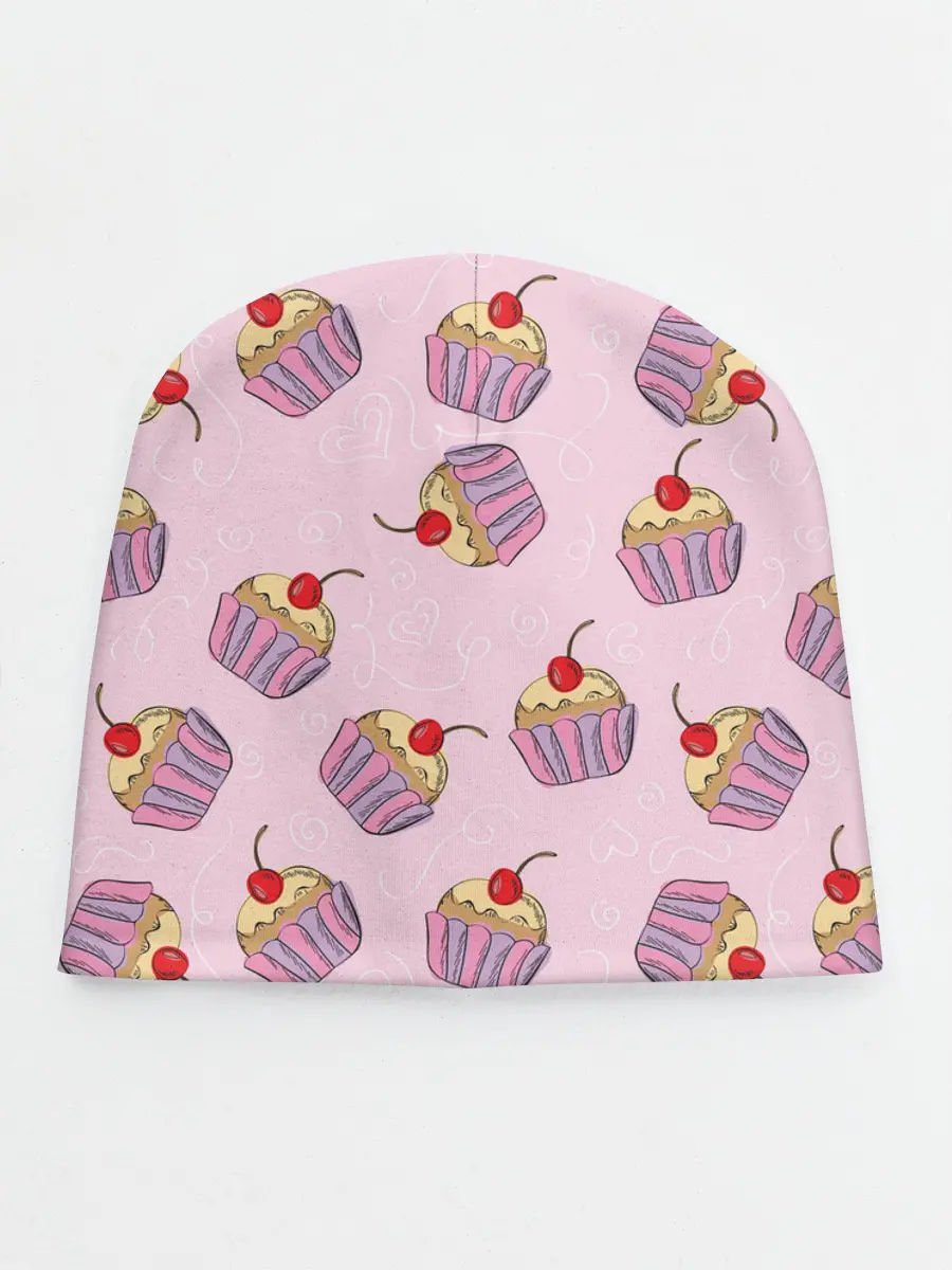 Детская шапка / Капкейки на розовом