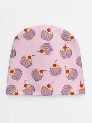 Детская шапка / Капкейки на розовом