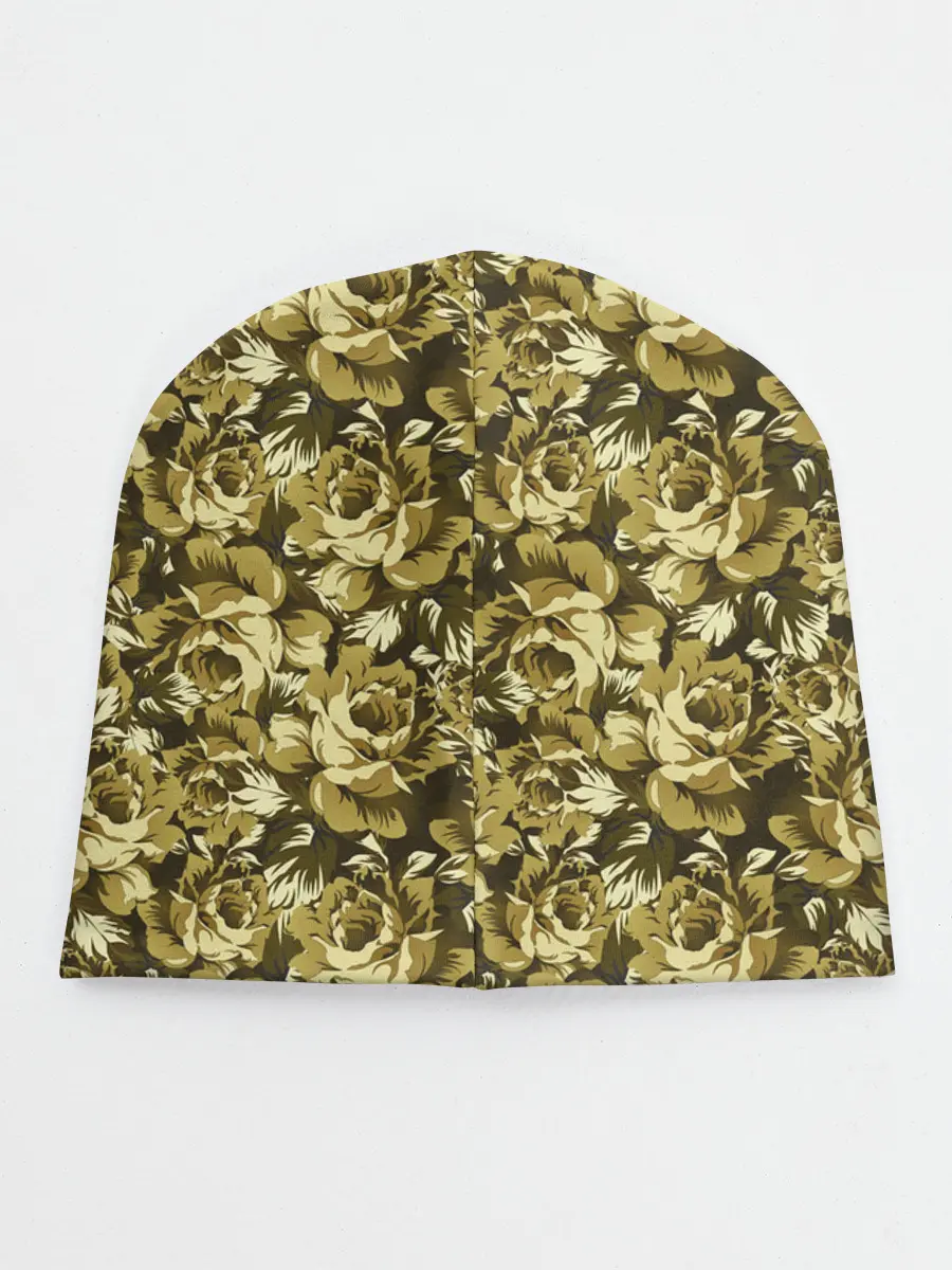 Детская шапка / Золотой камуфляж из роз