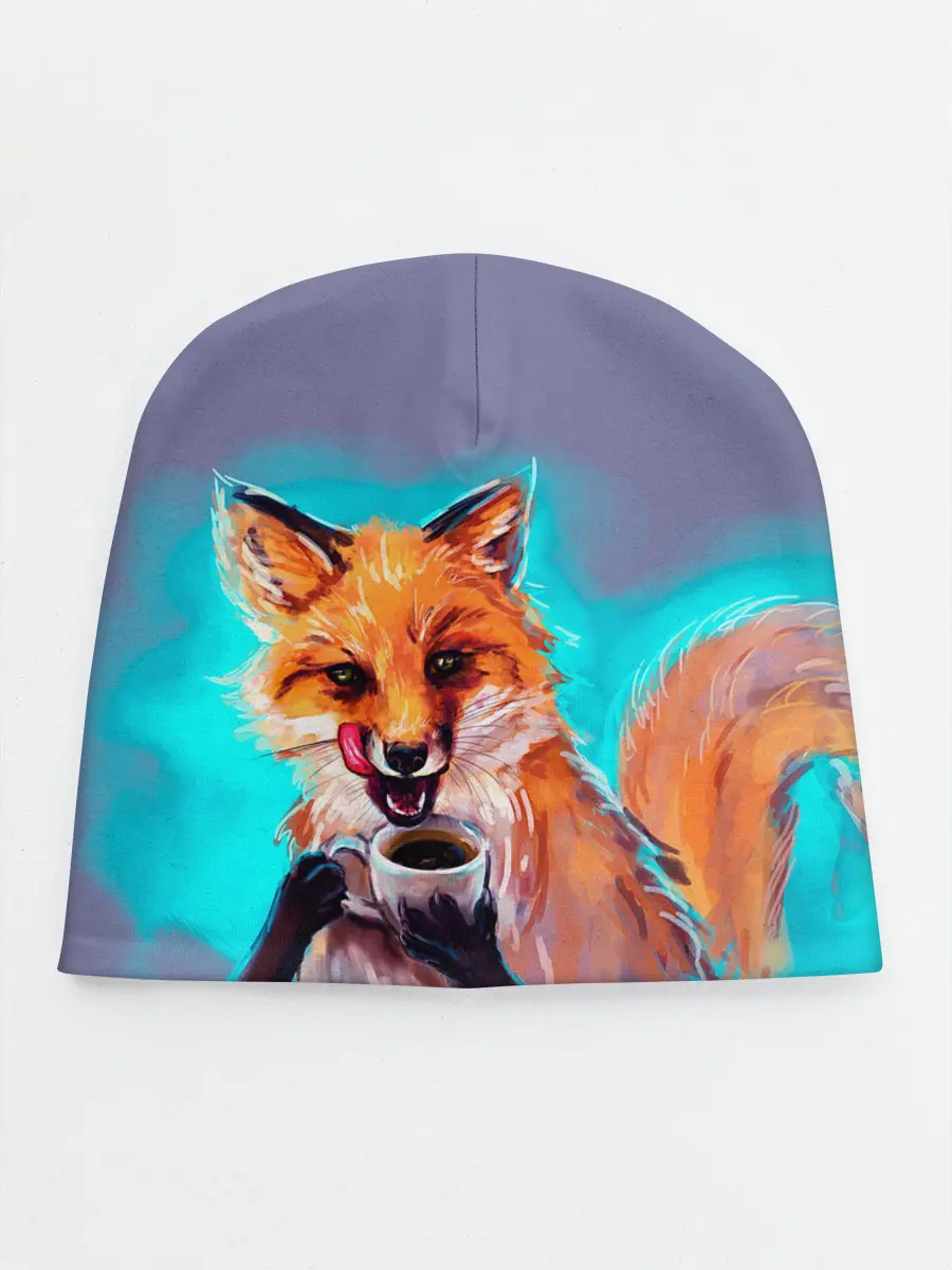 Детская шапка / Лиса с кофе