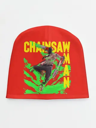 Детская шапка / Человек-Бензопила с логотипом на красном