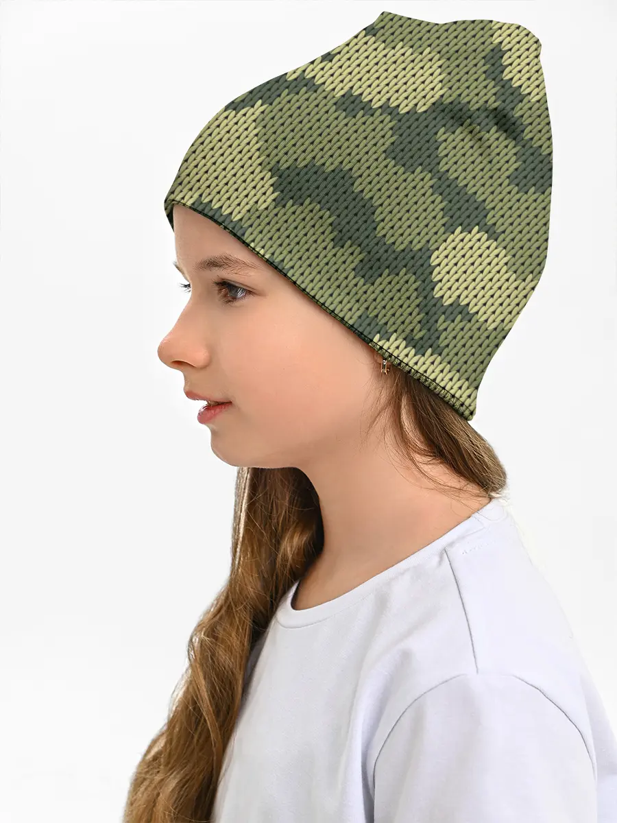 Детская шапка / вязаный принт милитари