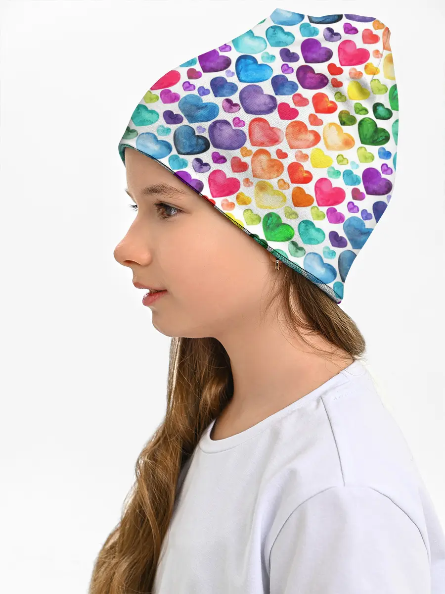 Детская шапка / Радужные сердечки