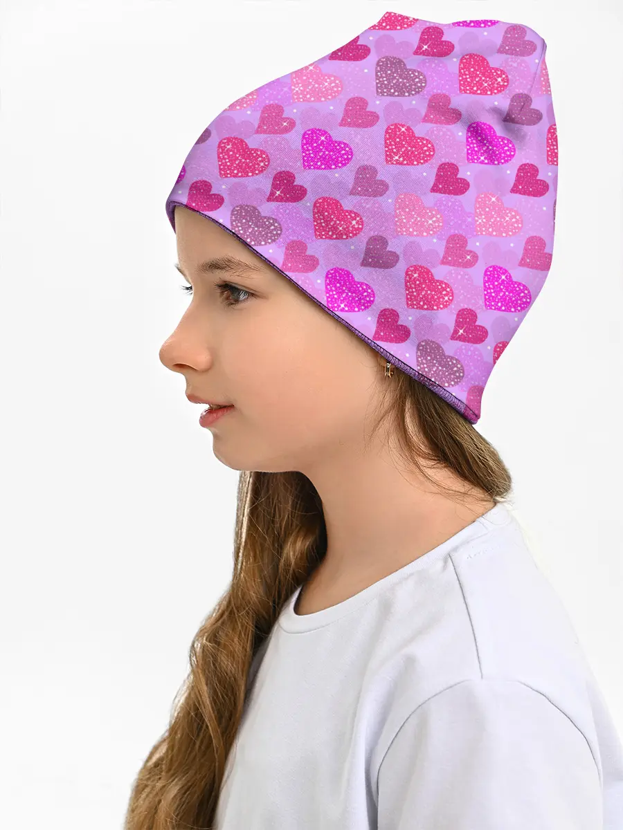 Детская шапка / Розовые сердечки