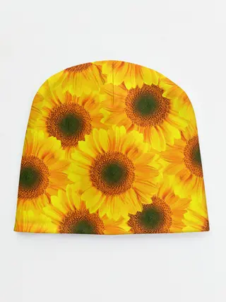 Детская шапка / Принт подсолнухи желтый