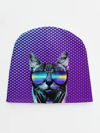 Детская шапка / Кот очки наушники модный