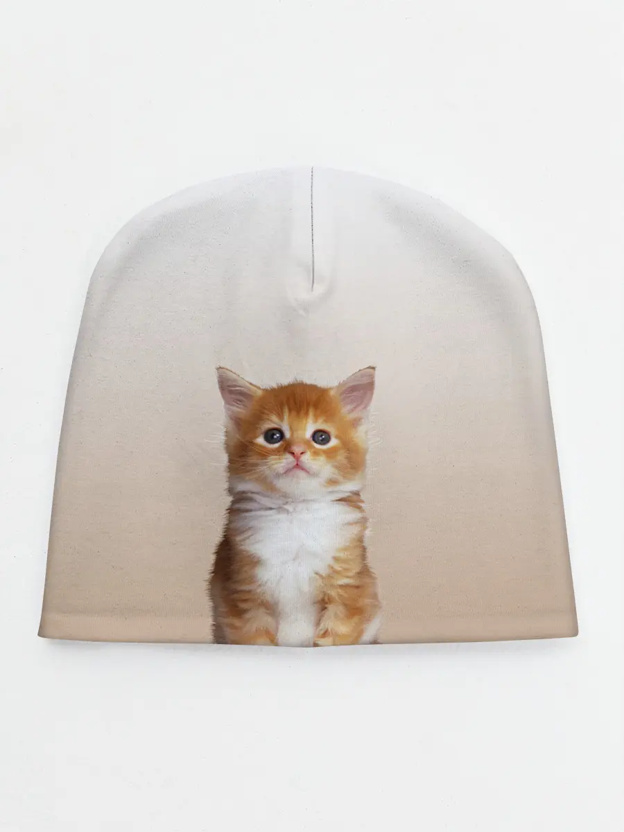 Детская шапка / бело-рыжий котенок реализм