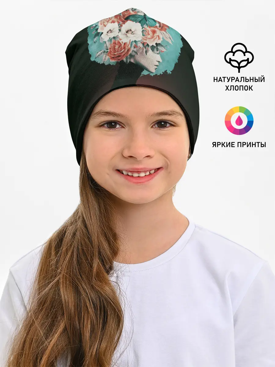Детская шапка / Girl in flowers
