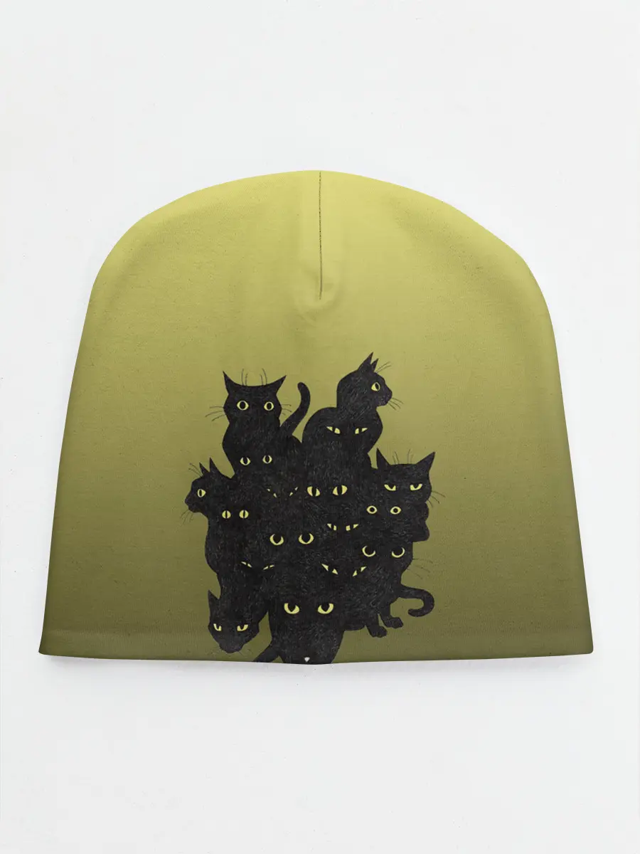 Детская шапка / много черных котов
