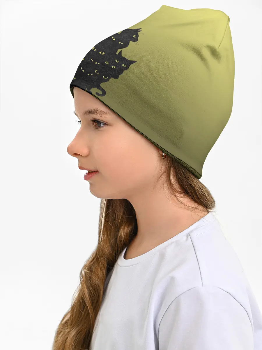 Детская шапка / много черных котов