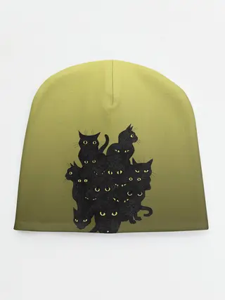 Детская шапка / много черных котов