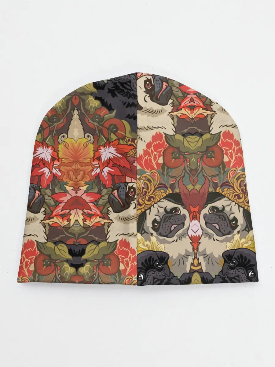Детская шапка / Мопсики | Цветочки