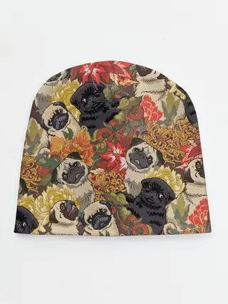 Детская шапка / Мопсики | Цветочки