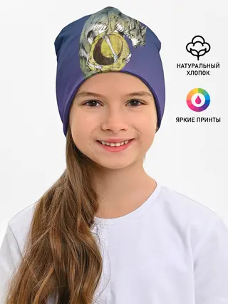 Детская шапка / волченок на луне рисунок