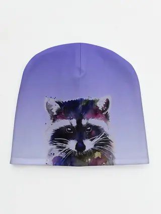Детская шапка / енот акварелью потеки