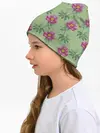 Детская шапка / Пионы на светло зеленом фоне