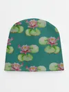 Детская шапка / Лотосы на темно бирюзовом фоне