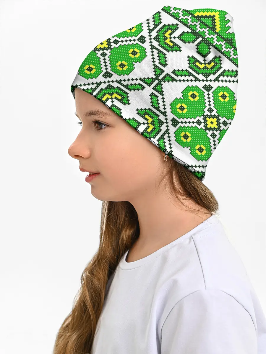 Детская шапка / Славянский Узор Зеленый