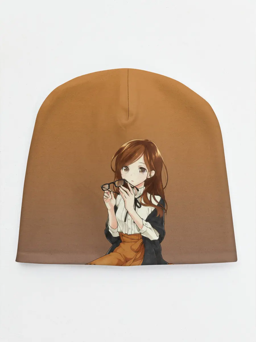 Детская шапка / анимешная девочка очки офис