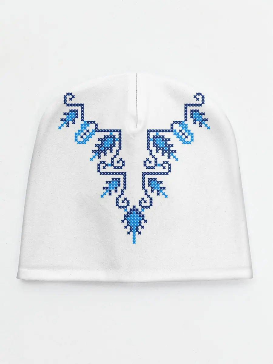 Детская шапка / Славянский узор сине-голубой