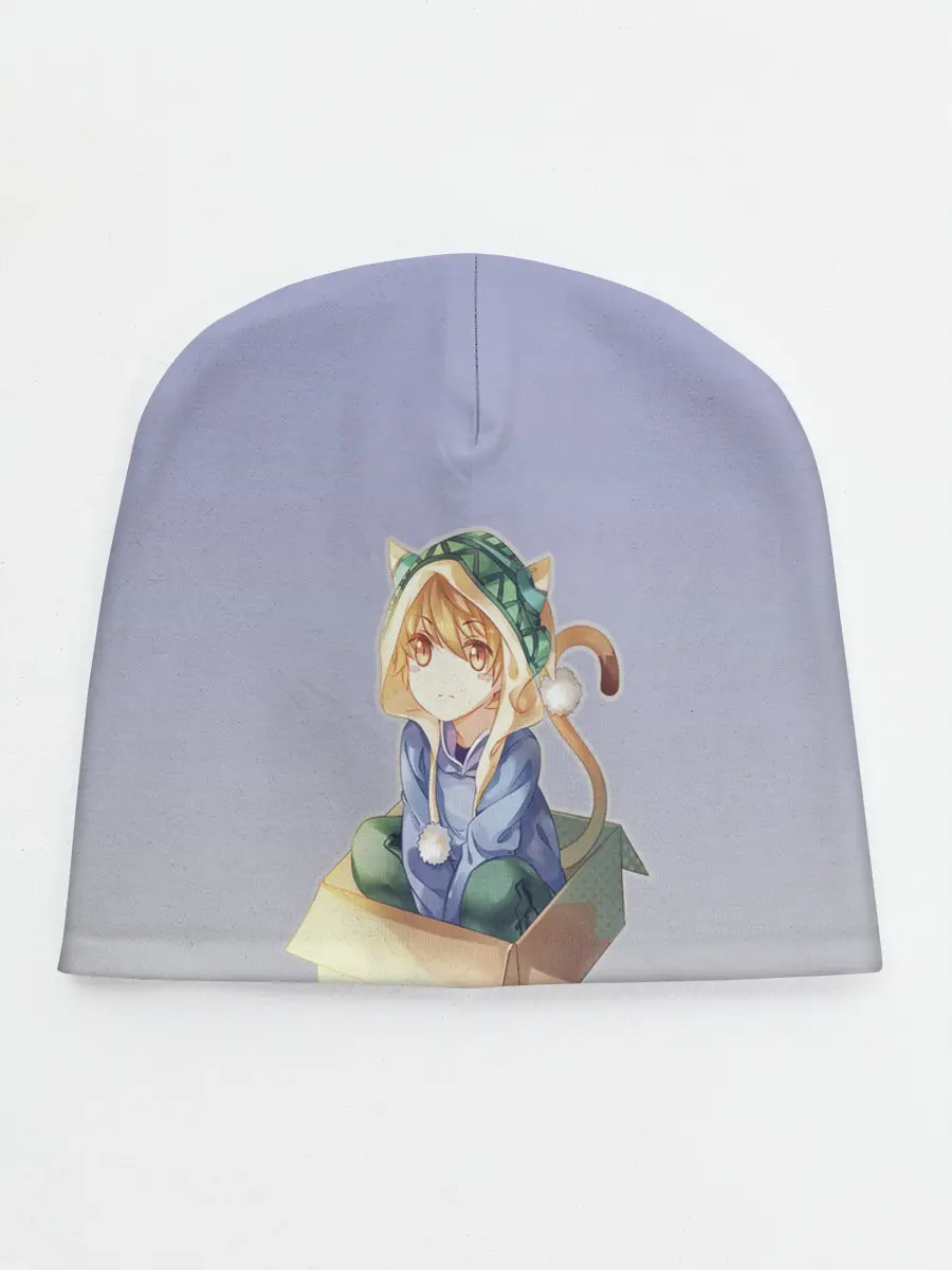 Детская шапка / мальчик кот в коробке уши мяу