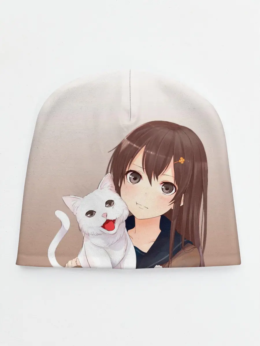 Детская шапка / Девочка и белый кот аниме