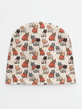 Детская шапка / Коты в Свитерах Паттерн