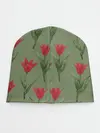 Детская шапка / Красные тюльпаны на зеленом