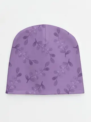 Детская шапка / Листья на фиолетовом фоне