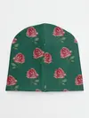 Детская шапка / Розы на зеленом фоне